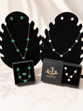 18K Gold Plated Black Clover 4-Piece Jewelry Set