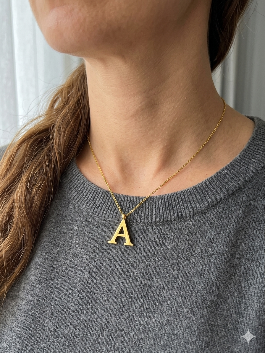 21K Gold Plated Initial Necklace